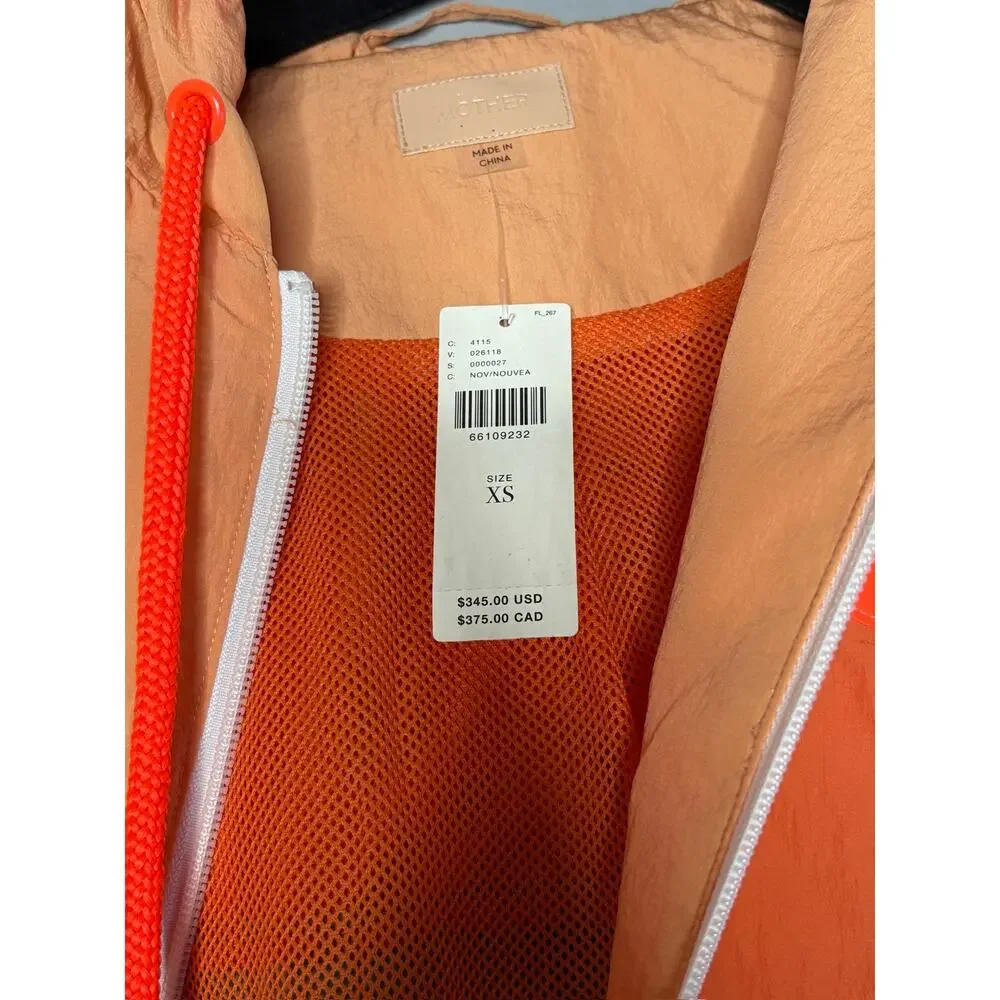 Mother Denim The Triple Shade Orange & Green Zip-Up Hooded Jacket, Size XS NWT